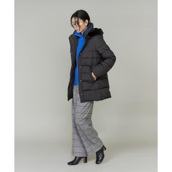 【NEW】イネド（INED）/《大きいサイズ》ミドル丈 フェイクファーフードミドルダウンコート《WEB