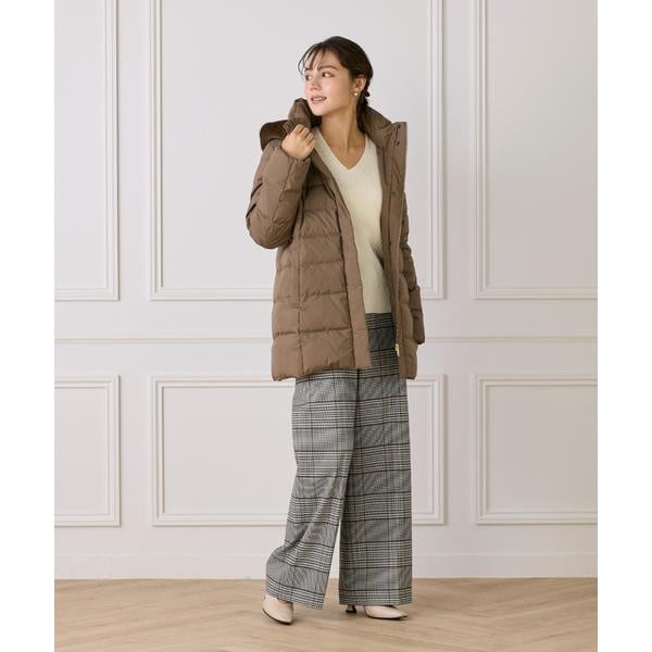 【NEW】イネド（INED）/《大きいサイズ》ミドル丈 フェイクファーフードミドルダウンコート《WEB