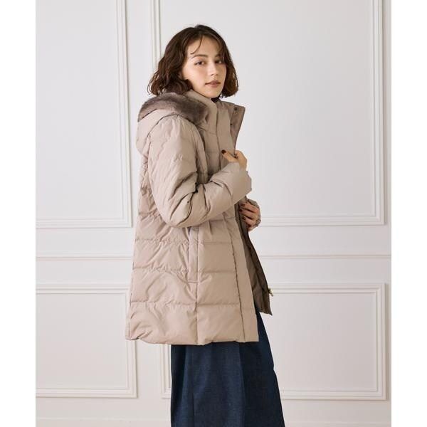 【NEW】イネド（INED）/《大きいサイズ》ミドル丈 フェイクファーフードミドルダウンコート《WEB