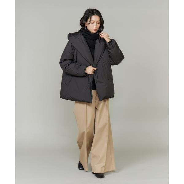 【NEW】イネド（INED）/《大きいサイズ》ショート丈 ショールカラーフードダウンコート