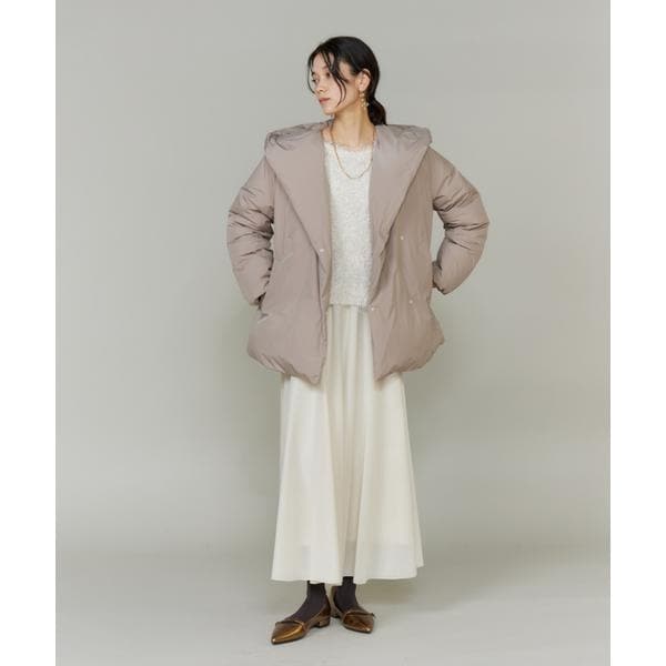 【NEW】イネド（INED）/《大きいサイズ》ショート丈 ショールカラーフードダウンコート