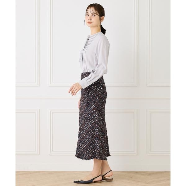 【NEW】イネド（INED）/《大きいサイズ》ツイードスカート《TOURNIER/トゥルニエ》