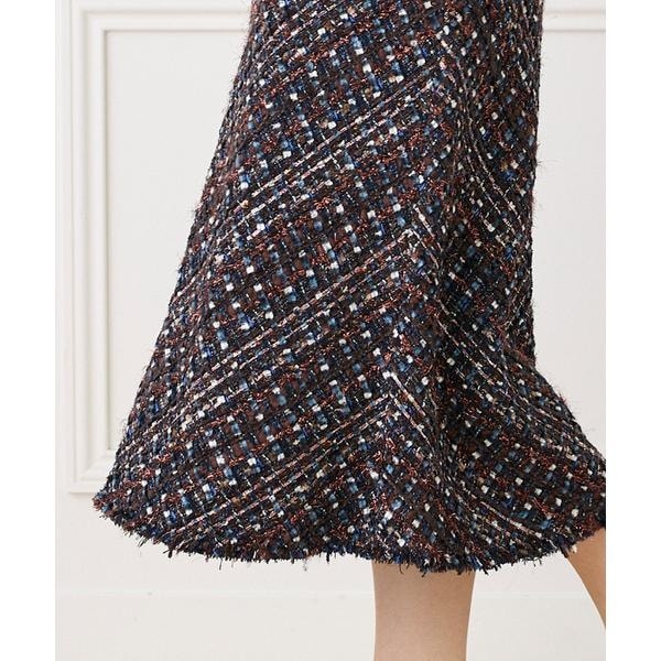 【NEW】イネド（INED）/《大きいサイズ》ツイードスカート《TOURNIER/トゥルニエ》