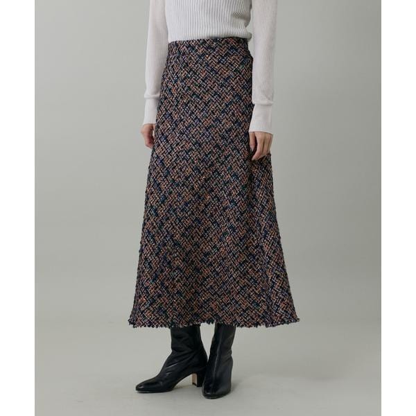 【NEW】イネド（INED）/《大きいサイズ》ツイードスカート《TOURNIER/トゥルニエ》
