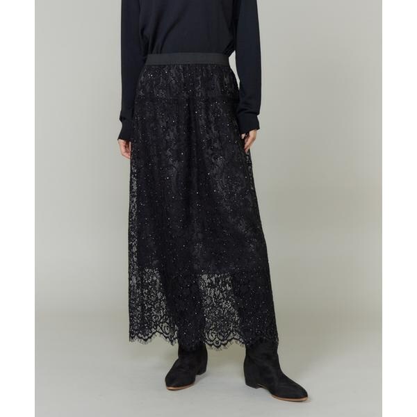 【NEW】イネド（INED）/《大きいサイズ》レーススカート