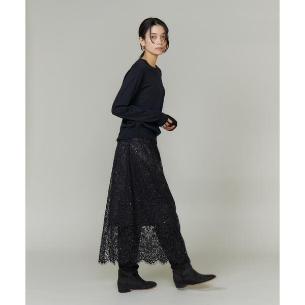 【NEW】イネド（INED）/《大きいサイズ》レーススカート