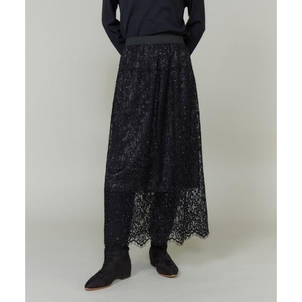 【NEW】イネド（INED）/《大きいサイズ》レーススカート
