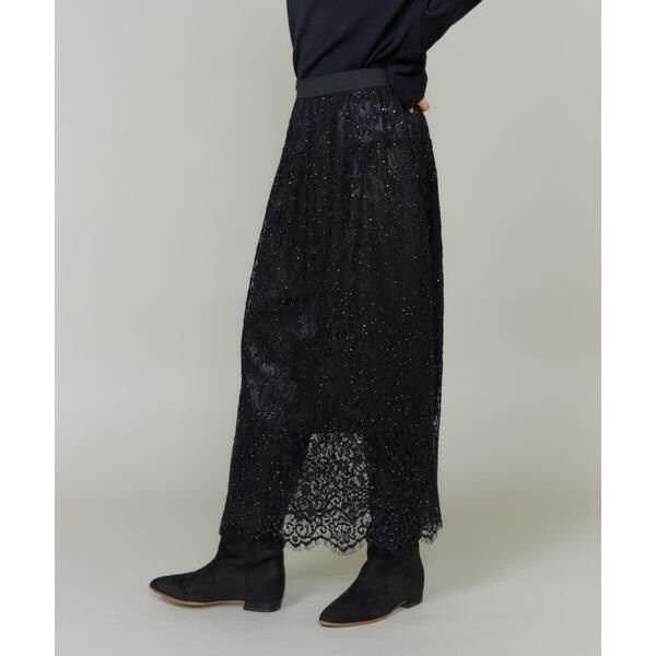 【NEW】イネド（INED）/《大きいサイズ》レーススカート