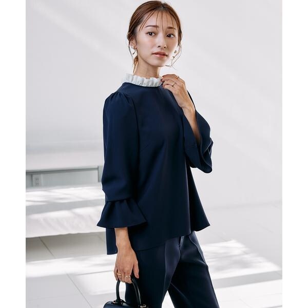 マーリエ ル カセット（Maglie le cassetto）/《M Maglie le cassetto×吉田理紗》華やかちび衿フリルブラウス