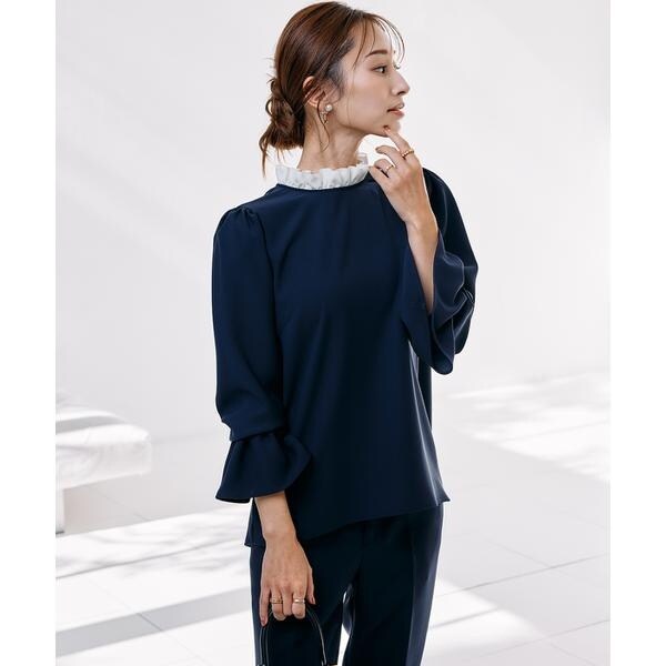 マーリエ ル カセット（Maglie le cassetto）/《M Maglie le cassetto×吉田理紗》華やかちび衿フリルブラウス