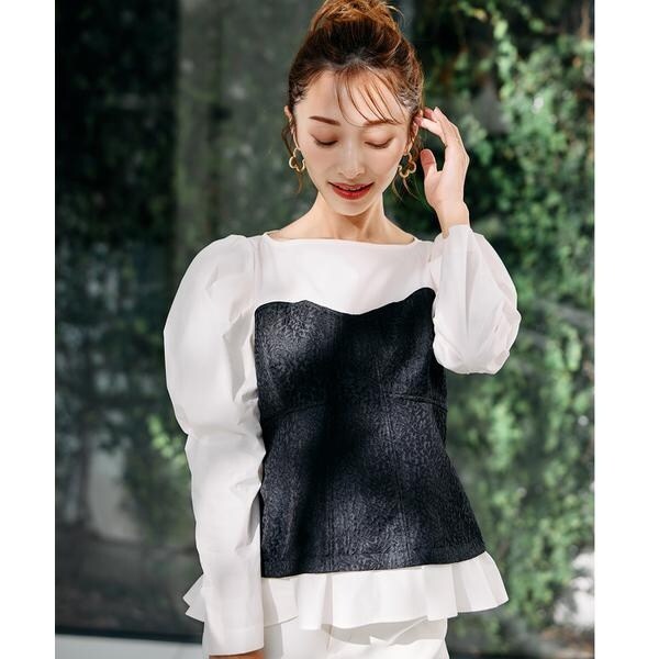 マーリエ ル カセット（Maglie le cassetto）/《M Maglie le cassetto×吉田理紗》ビスチェ風ジャガードブラウス