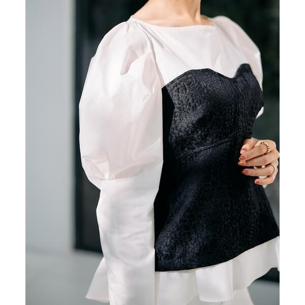 マーリエ ル カセット（Maglie le cassetto）/《M Maglie le cassetto×吉田理紗》ビスチェ風ジャガードブラウス