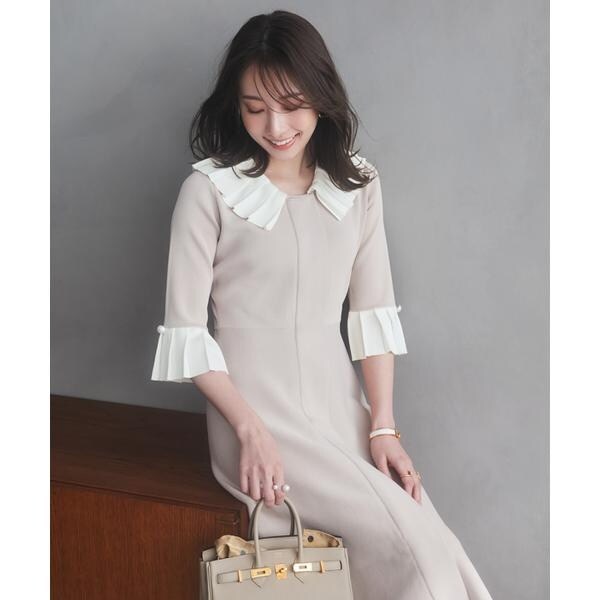 マーリエ ル カセット（Maglie le cassetto）/《M Maglie le cassetto×冨張愛》華やかプリーツ今どきモードニットワンピース