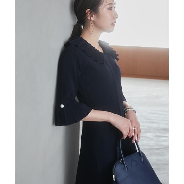 マーリエ ル カセット（Maglie le cassetto）/《M Maglie le cassetto×冨張愛》華やかプリーツ今どきモードニットワンピース