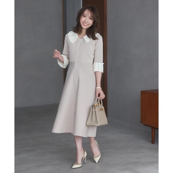 マーリエ ル カセット（Maglie le cassetto）/《大きいサイズ》華やかプリーツ今どきモードニットワンピース《M Maglie l