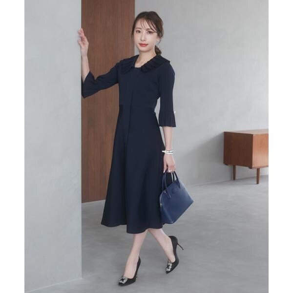 マーリエ ル カセット（Maglie le cassetto）/《大きいサイズ》華やかプリーツ今どきモードニットワンピース《M Maglie l