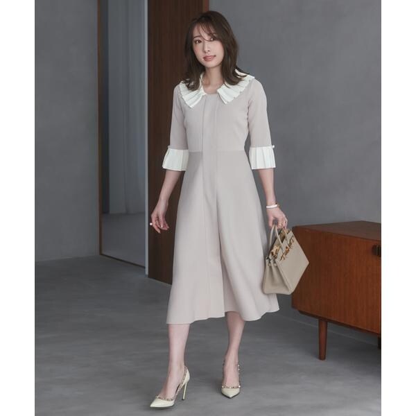 マーリエ ル カセット（Maglie le cassetto）/《大きいサイズ》華やかプリーツ今どきモードニットワンピース《M Maglie l