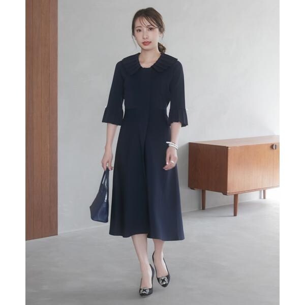 マーリエ ル カセット（Maglie le cassetto）/《大きいサイズ》華やかプリーツ今どきモードニットワンピース《M Maglie l