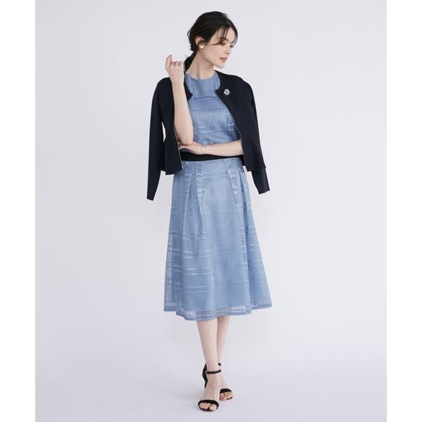マーリエ ル カセット（Maglie le cassetto）/《プラスサイズ》デニム風プリントレーススカート