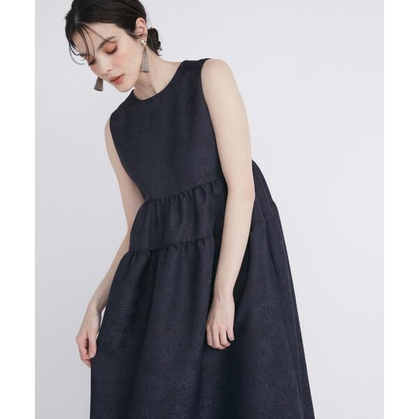 マーリエ ル カセット（Maglie le cassetto）/《プラスサイズ》フラワージャガードティアードワンピース《M Maglie le cass