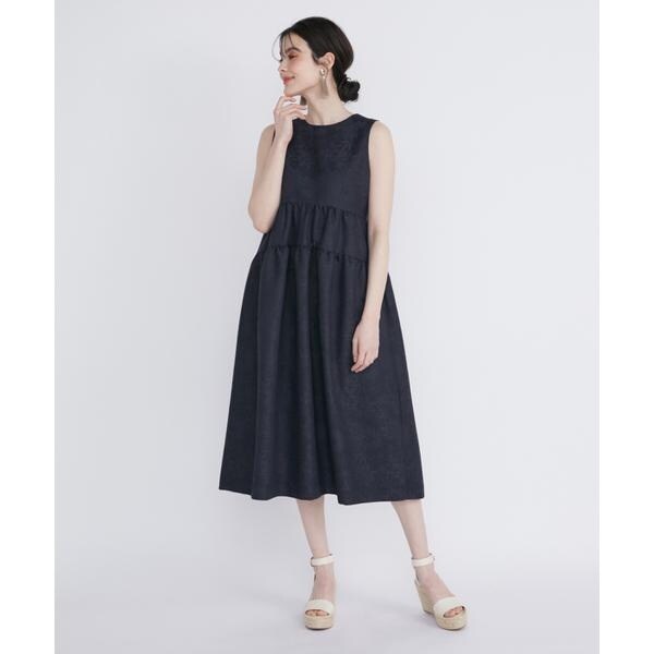 マーリエ ル カセット（Maglie le cassetto）/《プラスサイズ》フラワージャガードティアードワンピース《M Maglie le cass