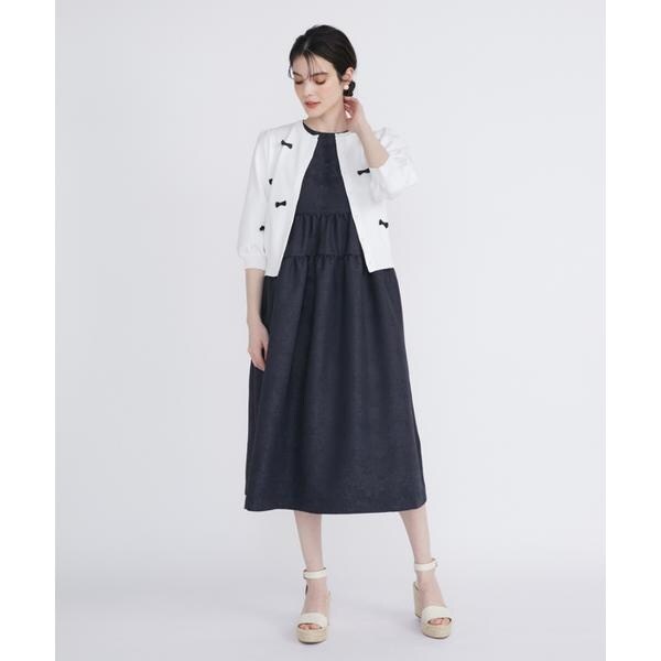 マーリエ ル カセット（Maglie le cassetto）/《プラスサイズ》フラワージャガードティアードワンピース《M Maglie le cass