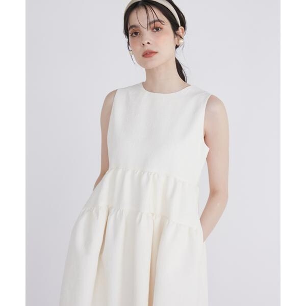 マーリエ ル カセット（Maglie le cassetto）/《プラスサイズ》フラワージャガードティアードワンピース《M Maglie le cass