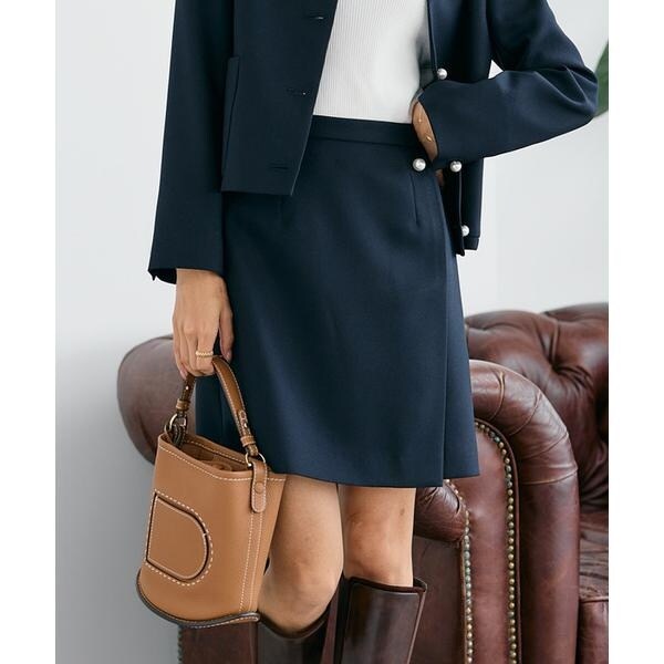 マーリエ ル カセット（Maglie le cassetto）/《曽田茉莉江コラボ》パールボタン巻きミニスカート