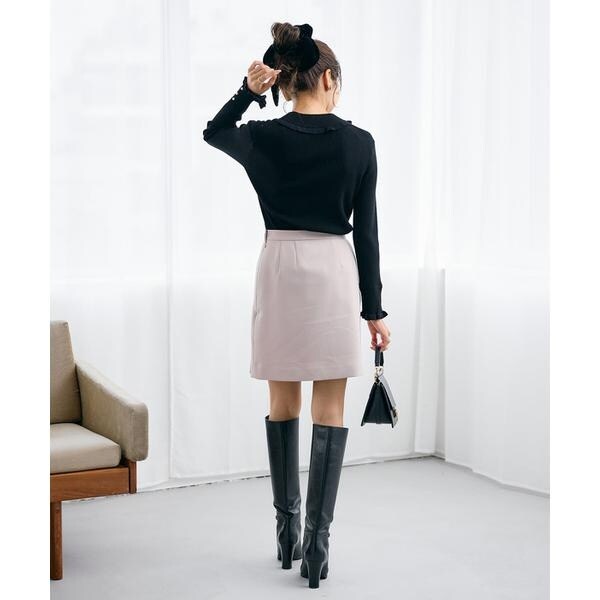 マーリエ ル カセット（Maglie le cassetto）/《曽田茉莉江コラボ》パールボタン巻きミニスカート