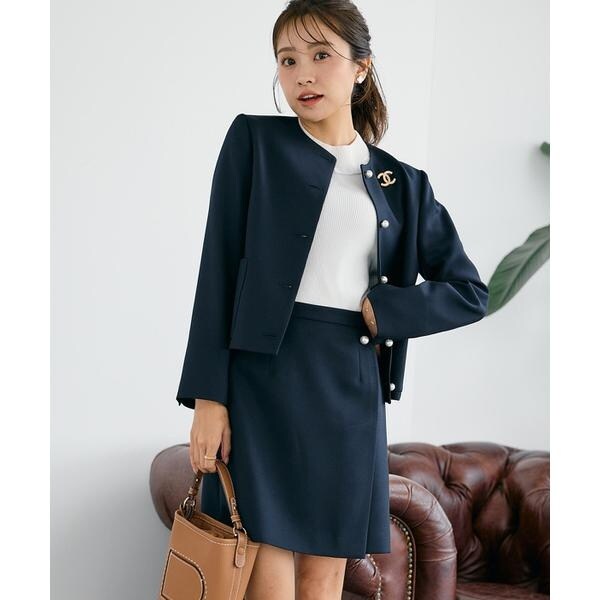 マーリエ ル カセット（Maglie le cassetto）/《曽田茉莉江コラボ》パールボタン巻きミニスカート