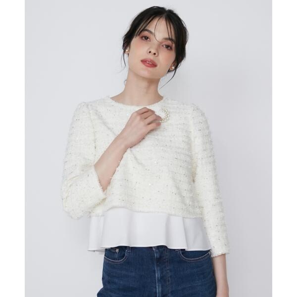 マーリエ ル カセット（Maglie le cassetto）/《M Maglie le cassetto》ラメスパンコールツイードブラウス