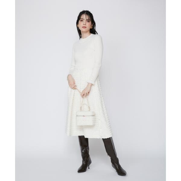 マーリエ ル カセット（Maglie le cassetto）/《大きいサイズ》ラメスパンコールツイードスカート《M Maglie le cassetto》