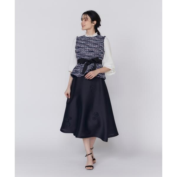 マーリエ ル カセット（Maglie le cassetto）/《大きいサイズ》ファンシーツイードペプラムブラウス《M Maglie le cassetto