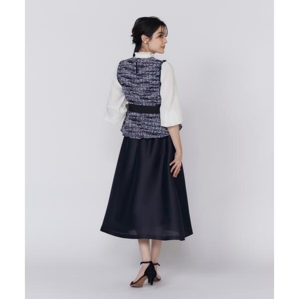 マーリエ ル カセット（Maglie le cassetto）/《大きいサイズ》ファンシーツイードペプラムブラウス《M Maglie le cassetto