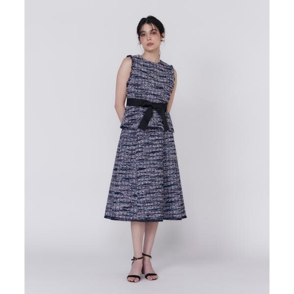 マーリエ ル カセット（Maglie le cassetto）/《大きいサイズ》ファンシーツイードペプラムブラウス《M Maglie le cassetto