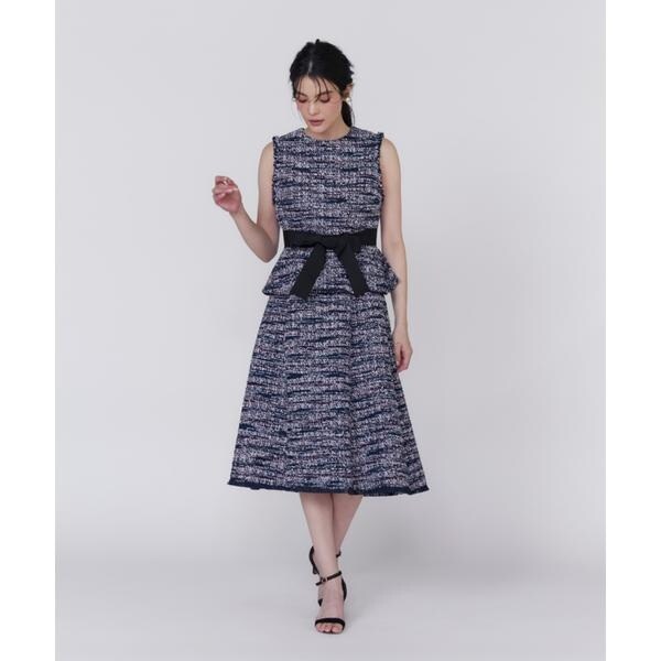 マーリエ ル カセット（Maglie le cassetto）/《大きいサイズ》ファンシーツイードペプラムブラウス《M Maglie le cassetto