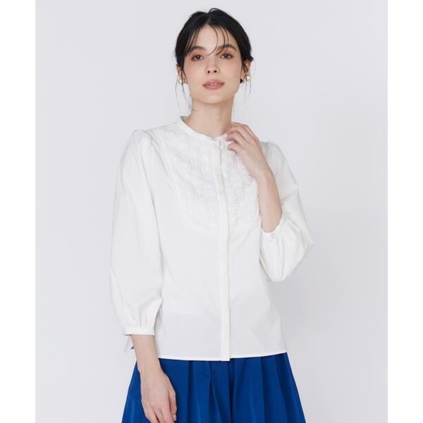 マーリエ ル カセット（Maglie le cassetto）/《大きいサイズ》エンブロイダリードッキングブラウス