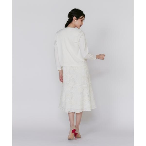 マーリエ ル カセット（Maglie le cassetto）/《大きいサイズ》3D刺繍レースカーディガン《Maglie White》