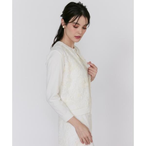 マーリエ ル カセット（Maglie le cassetto）/《大きいサイズ》3D刺繍レースカーディガン《Maglie White》