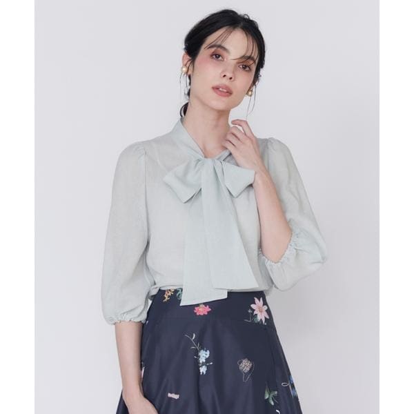 マーリエ ル カセット（Maglie le cassetto）/《大きいサイズ》シアーボウタイブラウス