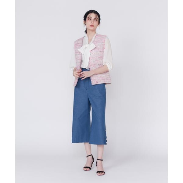 マーリエ ル カセット（Maglie le cassetto）/《大きいサイズ》シアーボウタイブラウス