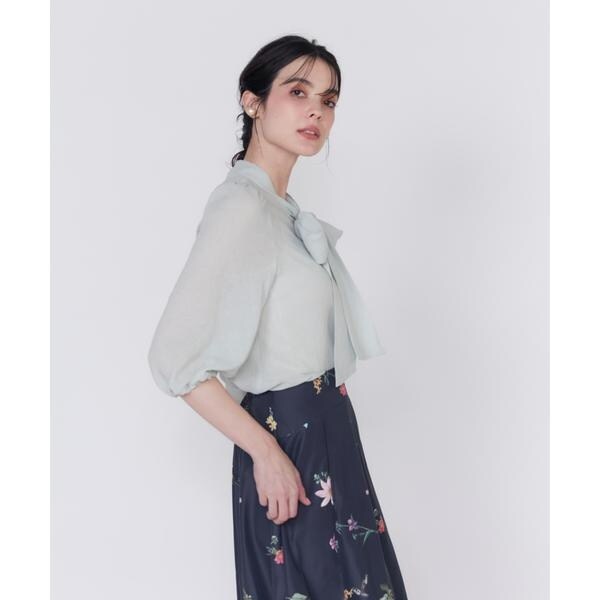 マーリエ ル カセット（Maglie le cassetto）/《大きいサイズ》シアーボウタイブラウス