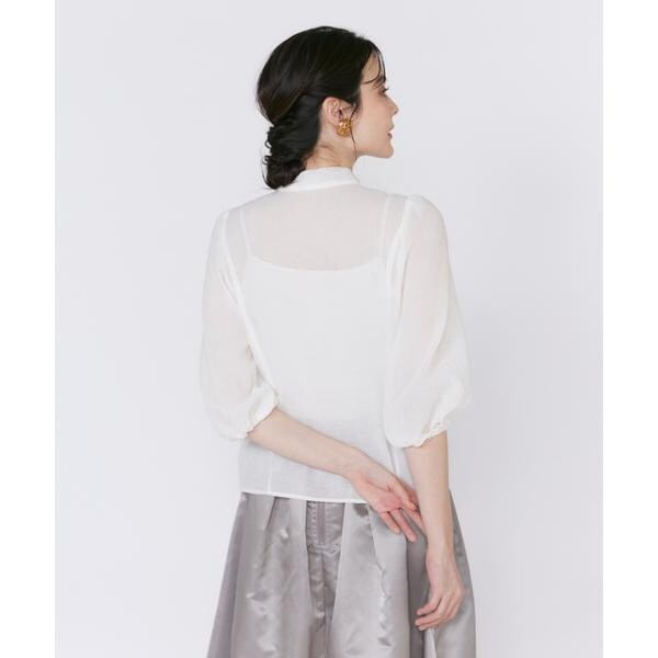 マーリエ ル カセット（Maglie le cassetto）/《大きいサイズ》シアーボウタイブラウス