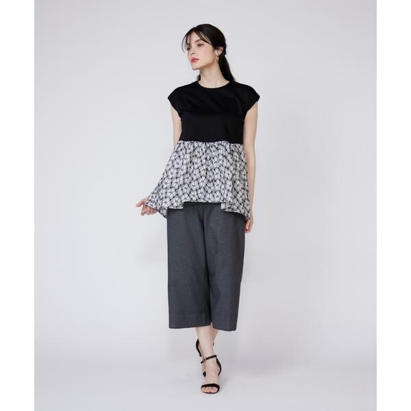 マーリエ ル カセット（Maglie le cassetto）/《大きいサイズ》刺繍レースドッキングカットソー