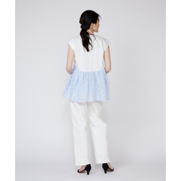 マーリエ ル カセット（Maglie le cassetto）/《大きいサイズ》刺繍レースドッキングカットソー