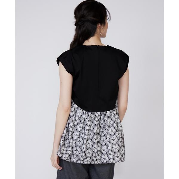 マーリエ ル カセット（Maglie le cassetto）/《大きいサイズ》刺繍レースドッキングカットソー