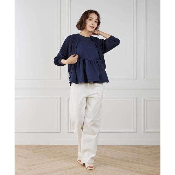 マーリエ ル カセット（Maglie le cassetto）/《大きいサイズ》フリルスリーブジップカーディガン