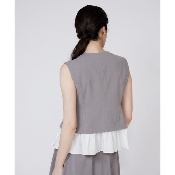 マーリエ ル カセット（Maglie le cassetto）/《プラスサイズ》異素材ドッキングジレ