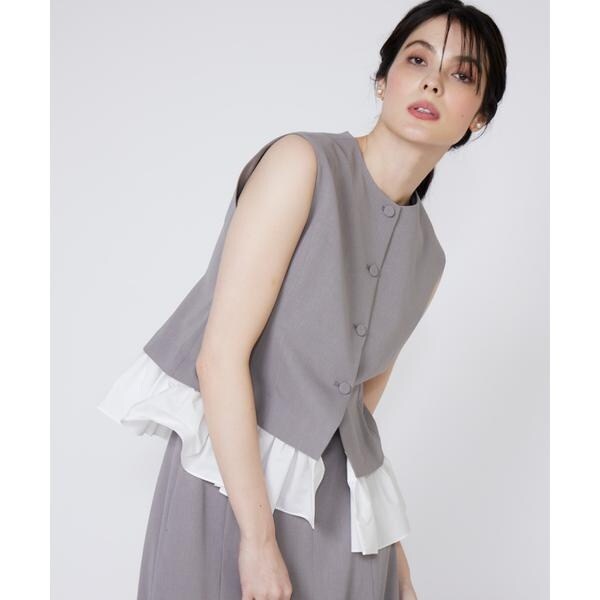 マーリエ ル カセット（Maglie le cassetto）/《大きいサイズ》異素材ドッキングジレ