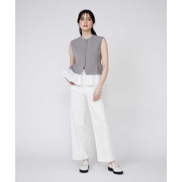 マーリエ ル カセット（Maglie le cassetto）/《大きいサイズ》異素材ドッキングジレ